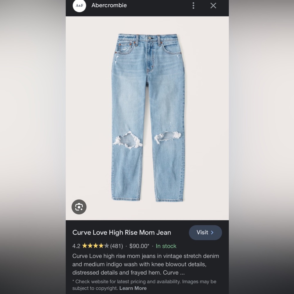 Abercrombie The Mom High Rise Curve Love Jeans